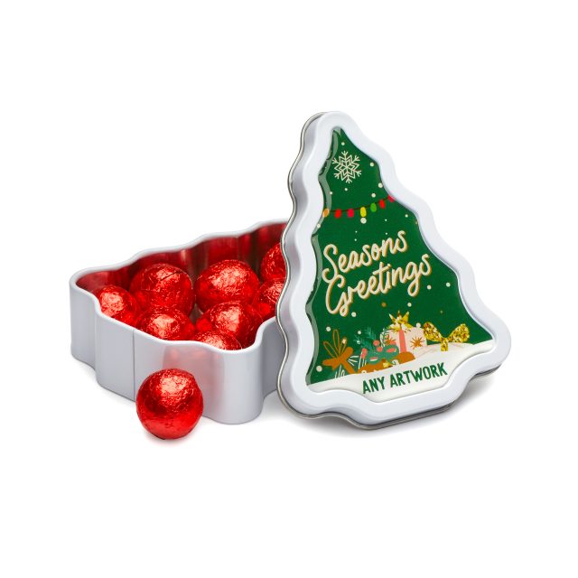 Winter Collection – Tree Tin – Red Foiled Balls